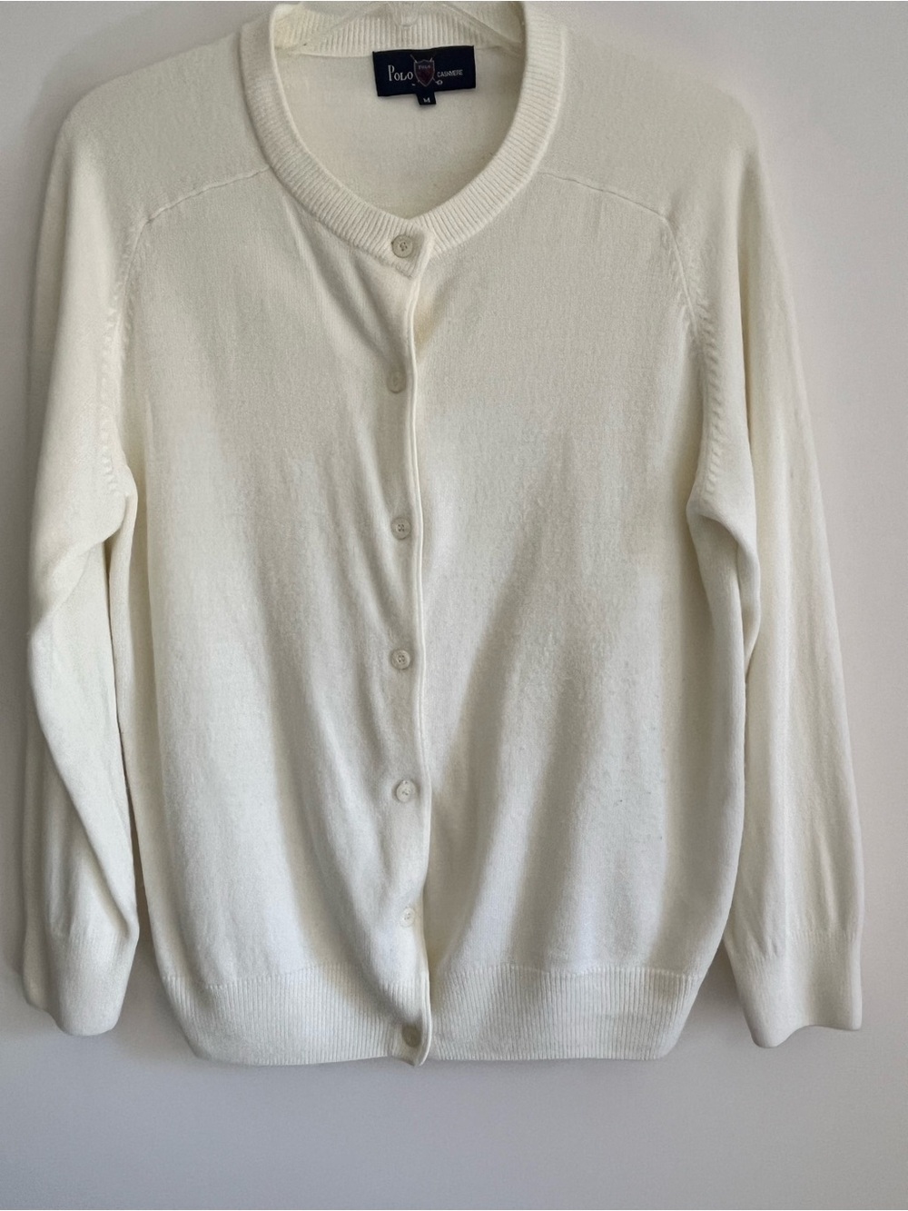 Vintage Polo by Ralph Lauren Cashmere Women's M Crest Design Cardigan Sweater